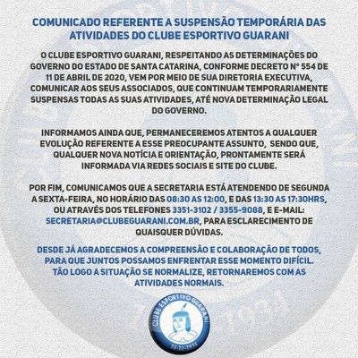 Comunicado Suspensão Temporária